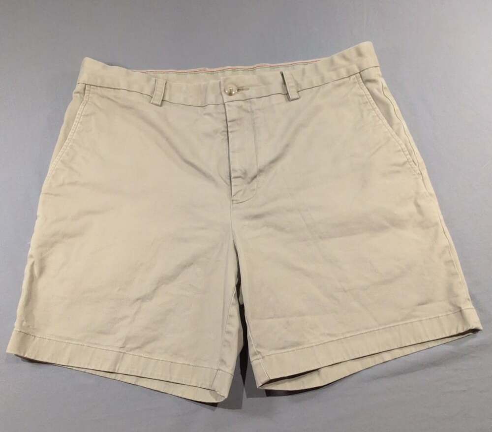 Vineyard Vines Chino Shorts Size 35 Khaki Flat Front Stretch Cotton Preppy